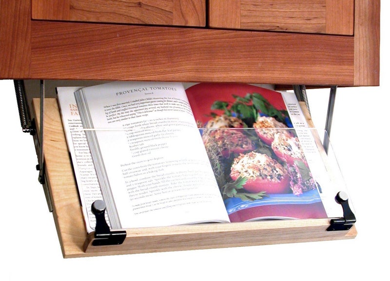 Clear Solutions Under Cabinet Mounted Cookbook Holder - Wood - Made in The USA - Image 1